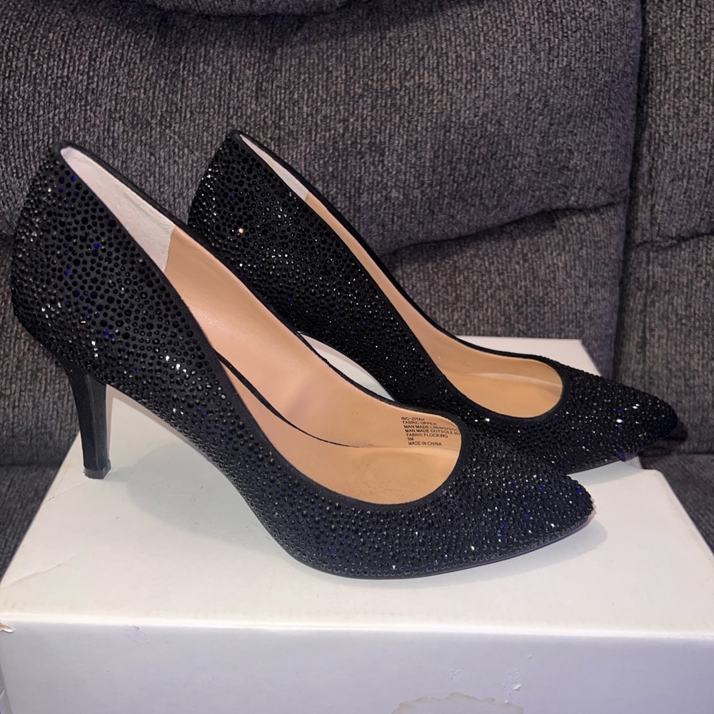 INC International Concepts Women's Sparkling Black Heels